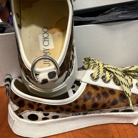 Jimmy Choo Brown and White Sneakers with Leopard Print - Picture 14 of 16